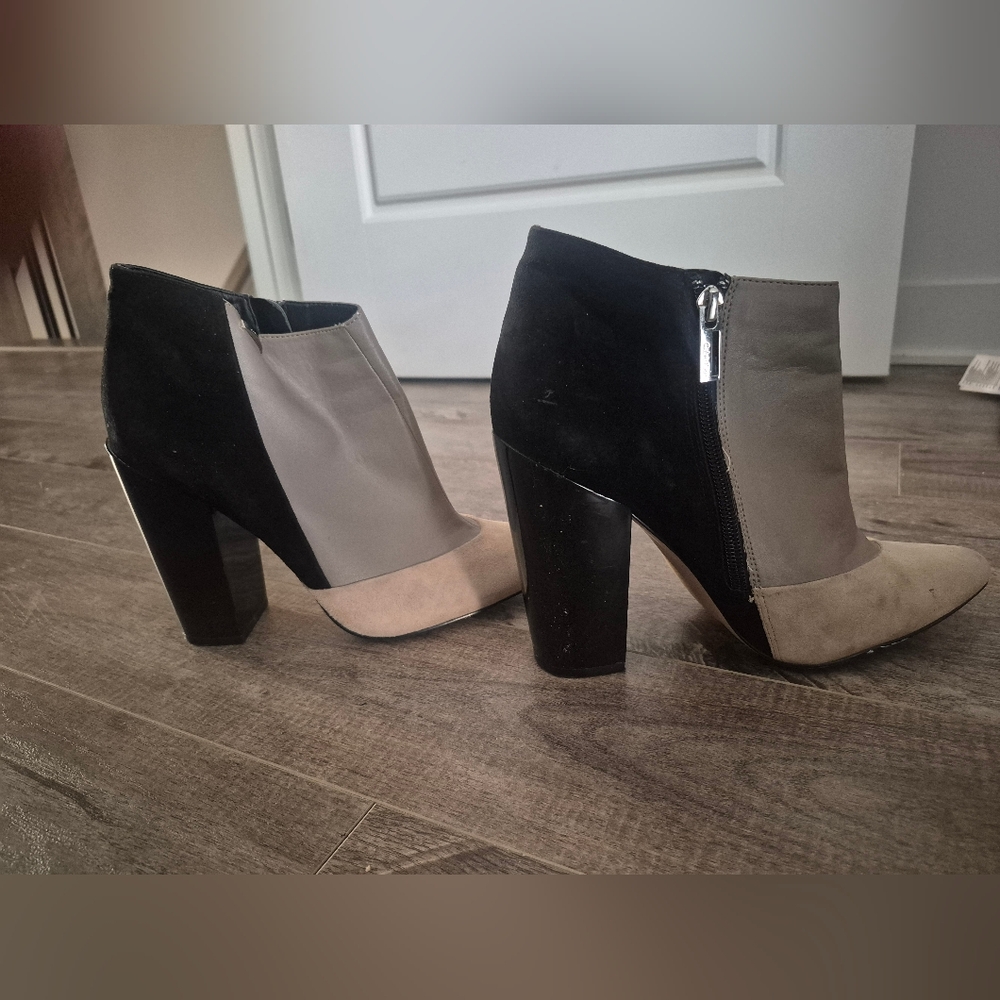 Calvin Klein Black and Gray Heeled Boots